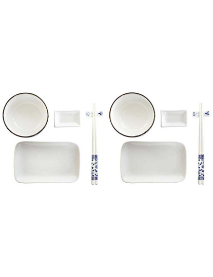 imagem de Conjunto Sushi 10 Peças Porcelana Bambu Branco 2