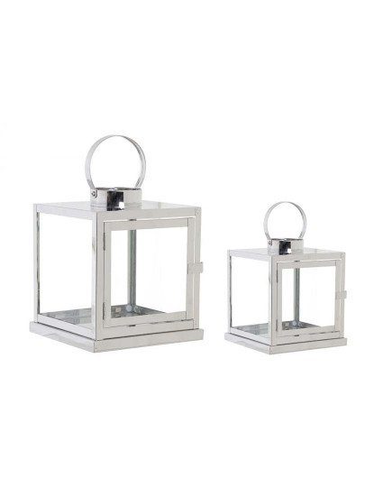 imagem de Lanterna Set 2 Metal Vidro Cromado 1