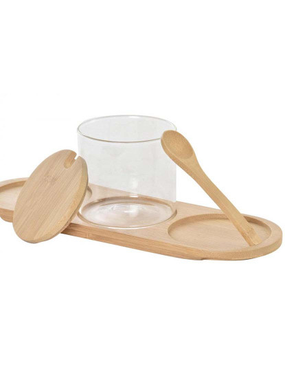 imagem de Açucareiro DKD Home Decor Básico Transparente Natural Bambu 3 Peças 8,5 cm 29 x 10 x 10 cm7