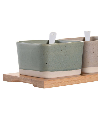 imagem de Conjunto para Aperitivos DKD Home Decor 29 x 11,5 x 1,5 cm Porcelana Multicolor Bambu Escandinavo3