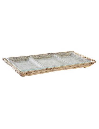 imagem de bandeja de aperitivos DKD Home Decor Transparente Natural Cristal 42 x 20 x 3,5 cm2