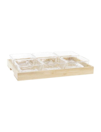 imagem de bandeja de aperitivos DKD Home Decor 32 x 21 x 6 cm Cristal Natural 280 ml1