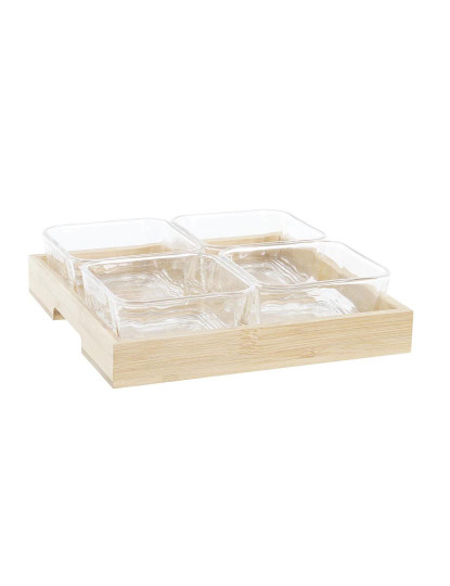 imagem de bandeja de aperitivos DKD Home Decor 21 x 21 x 6 cm Cristal Natural 280 ml1