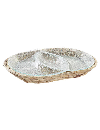 imagem de bandeja de aperitivos DKD Home Decor 38 x 25 x 4 cm Cristal Natural Transparente2