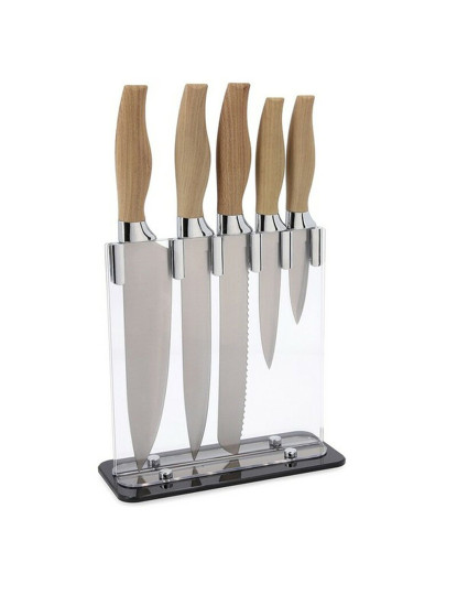 imagem de Conjunto de Facas de Cozinha e Suporte Quid Baobab (5 pcs) Castanho Metal1