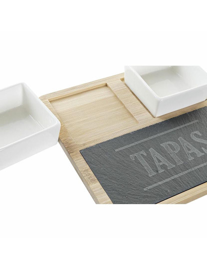 imagem de Conjunto para Aperitivos DKD Home Decor Tapas Bambu Grés Ardósia 3 Peças 31 x 20 x 5 cm3