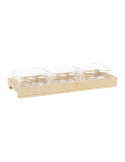 imagem de bandeja de aperitivos DKD Home Decor 31,5 x 11 x 6 cm Cristal Natural 280 ml2