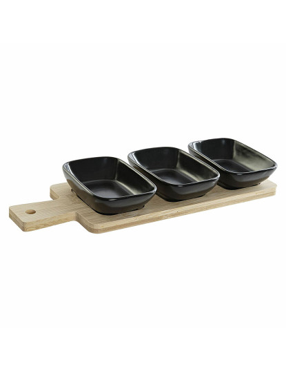 imagem de Conjunto para Aperitivos DKD Home Decor Preto Natural Bambu Plástico Grés Cottage 4 Peças 28 x 10 x 1 cm (4 pcs)2