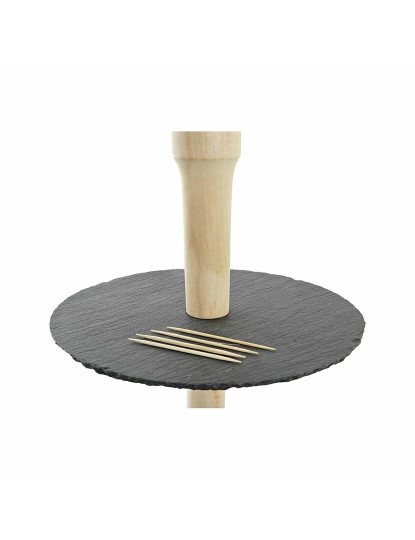 imagem de bandeja de aperitivos DKD Home Decor Suporte de 3 pisos Bambu Ardósia 28 x 28 x 39,5 cm4