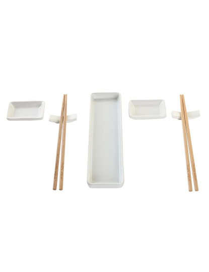 imagem de Conjunto de sushi DKD Home Decor 24 x 7 x 2 cm Natural Branco Grés Oriental1