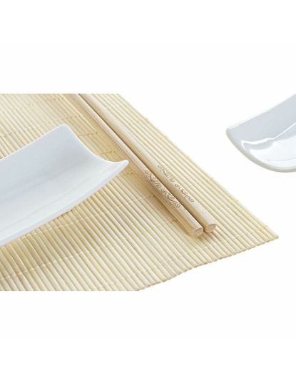 imagem de Conjunto de sushi DKD Home Decor Bambu Grés Branco Natural Oriental 28,5 x 19,5 x 3,3 cm (9 Peças) (28,5 x 19,5 x 3,3 cm)3