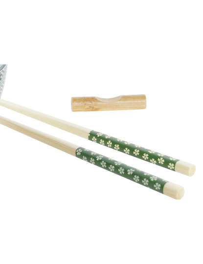 imagem de Conjunto de sushi DKD Home Decor Bambu Grés Branco Verde Oriental 30 x 21 x 7 cm (6 Peças)5