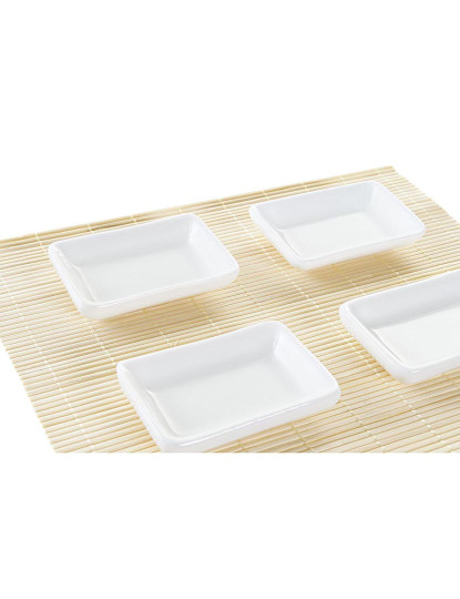 imagem de Conjunto de sushi DKD Home Decor Metal Bambu Branco Natural Oriental 30 x 40 cm 28 x 22 x 2,5 cm (9 Peças)3