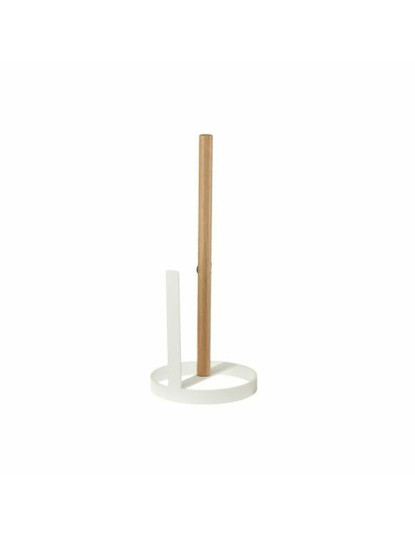 imagem de Suporte para Rolos de Papel de Cozinha DKD Home Decor 13 x 13 x 31,5 cm Natural Metal Branco Pinheiro1