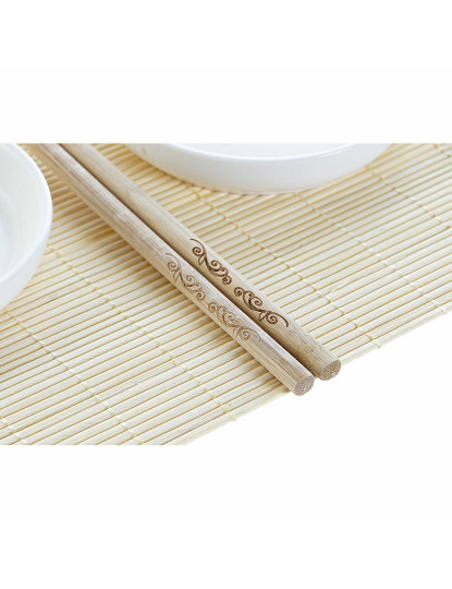 imagem de Conjunto de sushi DKD Home Decor Bambu Plástico Grés Branco Natural Oriental 28,8 x 19,8 x 3 cm (7 Peças) (28,8 x 19,8 x 3 cm)3