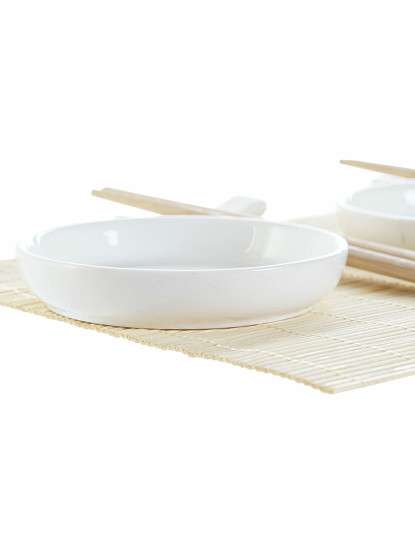 imagem de Conjunto de sushi DKD Home Decor Bambu Plástico Grés Branco Natural Oriental 28,8 x 19,8 x 3 cm (7 Peças) (28,8 x 19,8 x 3 cm)4