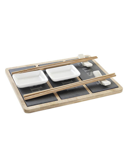 imagem de Conjunto de sushi DKD Home Decor Bambu Ardósia Preto Natural Oriental 25 x 19 x 3 cm1