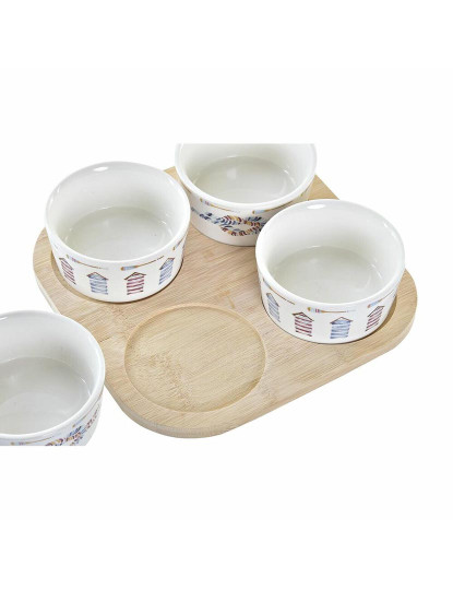 imagem de Conjunto para Aperitivos DKD Home Decor Azul Natural Bambu Grés Mediterrâneo 19,7 x 19,7 x 1 cm (5 pcs)4