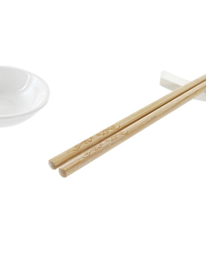 imagem de Conjunto de sushi DKD Home Decor Bambu Grés Branco Natural Oriental 27,3 x 20,3 x 2,5 cm (12 Unidades)4