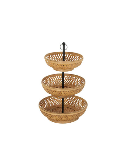 imagem de Fruteira DKD Home Decor Preto Metal Castanho Bambu 40 x 40 x 70 cm1