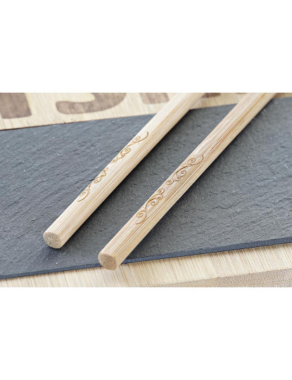 imagem de Conjunto de sushi DKD Home Decor Preto Natural Bambu Ardósia Oriental 25 x 22 x 3 cm3