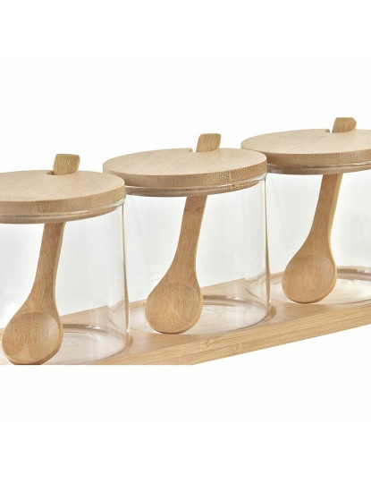 imagem de Açucareiro DKD Home Decor Básico Transparente Natural Bambu 3 Peças 8,5 cm 29 x 10 x 10 cm4