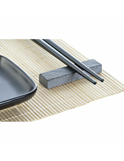 imagem de Conjunto de sushi DKD Home Decor Preto Natural Metal Bambu Grés Oriental 30 x 40 cm 27,8 x 17,8 x 3 cm (7 Peças) (27,8 x 17,8 x 3