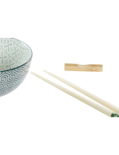 imagem de Conjunto de sushi DKD Home Decor Bambu Grés Branco Verde Oriental 30 x 21 x 7 cm (6 Peças)4