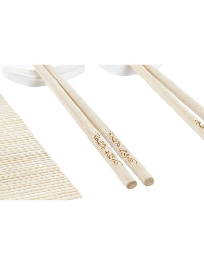 imagem de Conjunto de sushi DKD Home Decor Metal Bambu Branco Natural Oriental 30 x 40 cm 28 x 22 x 2,5 cm (9 Peças)4