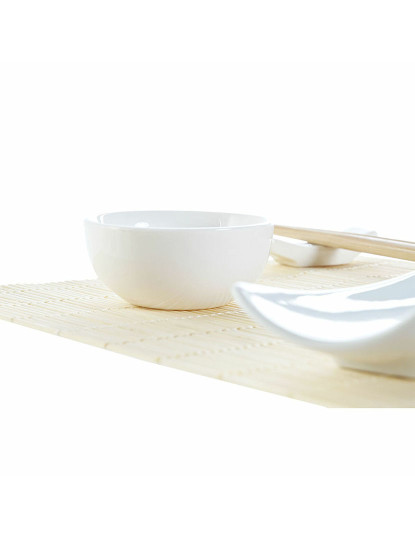 imagem de Conjunto de sushi DKD Home Decor Bambu Grés Branco Natural Oriental 28,5 x 19,5 x 3,3 cm (9 Peças) (28,5 x 19,5 x 3,3 cm)4