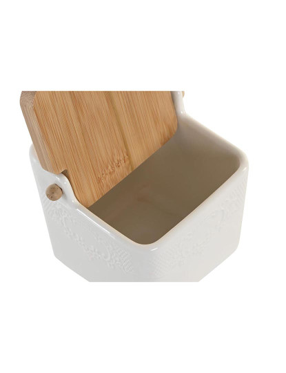 imagem de Açucareiro DKD Home Decor 12 x 12 x 11,5 cm Natural Porcelana Branco3