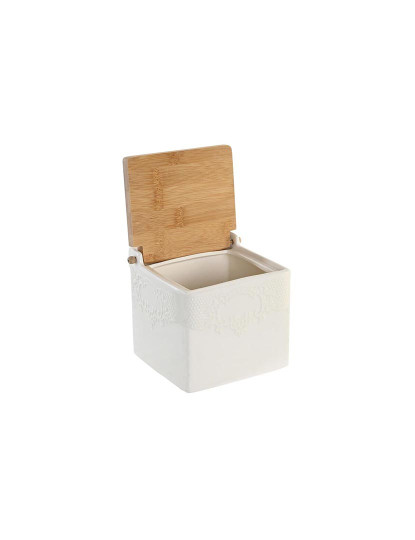 imagem de Saleiro com Tampa DKD Home Decor 10,5 x 9 x 9 cm Natural Porcelana Branco4