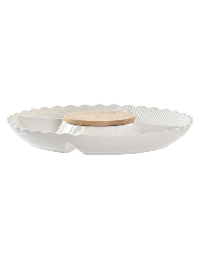 imagem de bandeja de aperitivos DKD Home Decor 25,5 x 25,5 x 3 cm Natural Porcelana Branco1