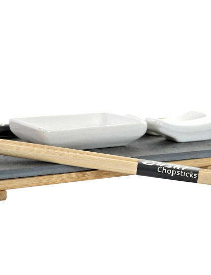 imagem de Conjunto de sushi DKD Home Decor Castanho Preto Natural Bambu Ardósia 30 x 10 x 3,5 cm (9 Peças) (30 x 10 x 3,5 cm)3