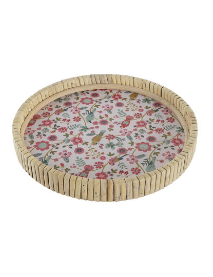 imagem de bandeja de aperitivos DKD Home Decor 26 x 26 x 14,5 cm Natural Metal Madeira MDF Shabby Chic3