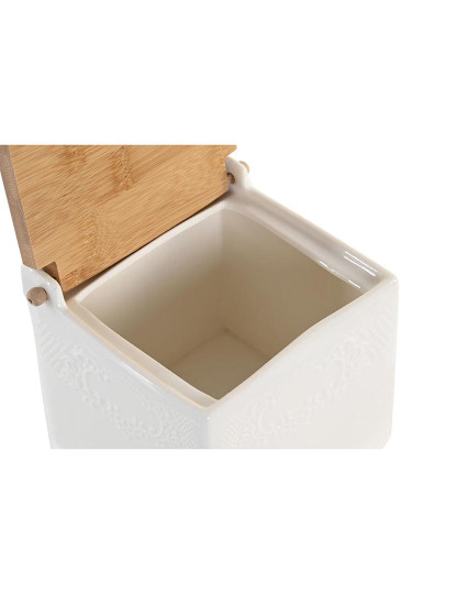 imagem de Saleiro com Tampa DKD Home Decor 10,5 x 9 x 9 cm Natural Porcelana Branco3