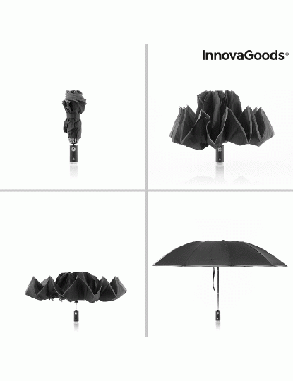 imagem de Guarda-chuva Dobrável de Fecho Invertido com LED Folbrella InnovaGoods2