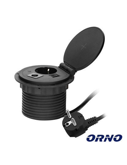 imagem de Tomada Elétrica P/ Secretária C/ Carregador Indução QI ORNO 1
