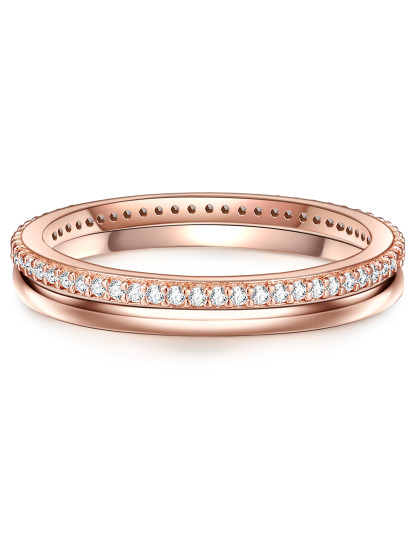 imagem de Conjunto de 2 Anéis Dourado Rosa Zirconia 2
