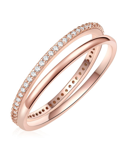 imagem de Conjunto de 2 Anéis Dourado Rosa Zirconia 1