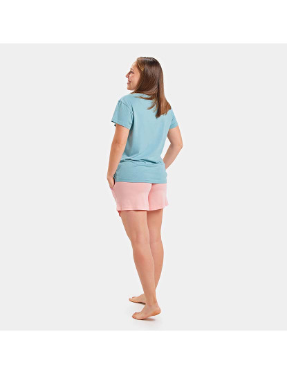 imagem de Pijama Manga Curta Senhora Verde oceano e rosa2