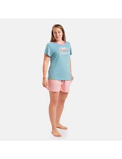 imagem de Pijama Manga Curta Senhora Verde oceano e rosa1