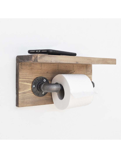imagem de Suporte Papel Higiénico Tubo BoruRaf Nogueira e Preto1