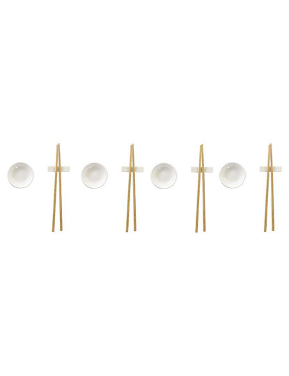 imagem de Conjunto Sushi 12 Peças Cerâmica Bambu Branco 2