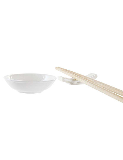 imagem de Conjunto Sushi 12 Peças Cerâmica Bambu Branco 3