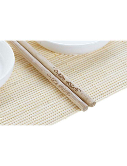 imagem de Conjunto Sushi 7 Peças Bambu Cerâmica Natural 3