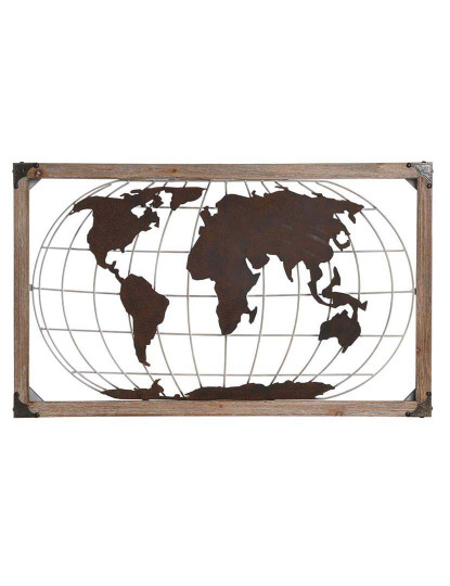 imagem de Decoração Parede Metal Pinho Mapa Mundo 1