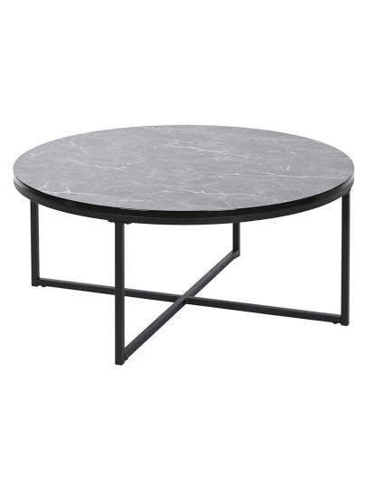 imagem de Mesa De Centro Mdf Metal Simil Mármore Preto 1