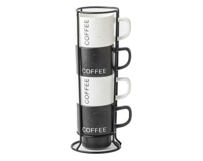 imagem de Conjunto Café 4 Porcelana Metal 160Ml 1