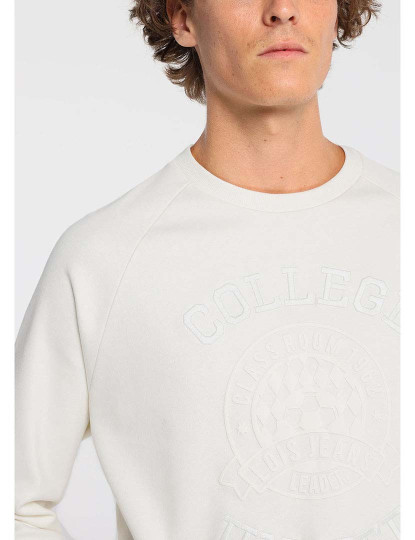 imagem de Sweatshirt Manga Rangla Bordado 3D College  Homem Beige3